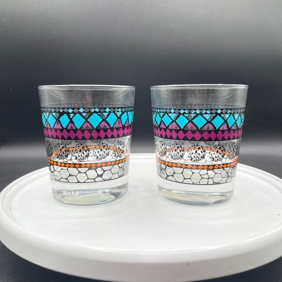 IKEA Murkla Multi-Colored Cocktail Old-Fashioned Whiskey Glasses - Set of 2 - Picture 1 of 9